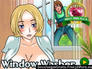 Espía chica sexy en Window Washer voyeur juego sexual